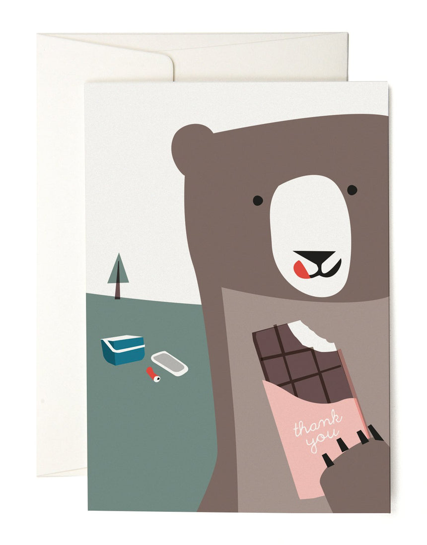 Bear With Chocolate Grusskarte