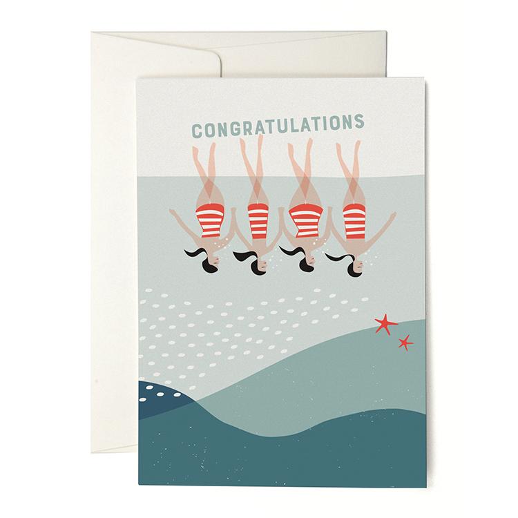 Synchronized swimming greeting card