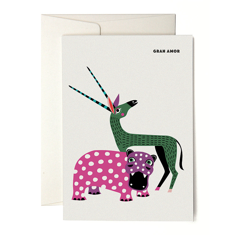 VIVA Hippo & Antelope Greeting card
