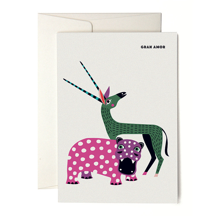 VIVA Hippo & Antelope Greeting card