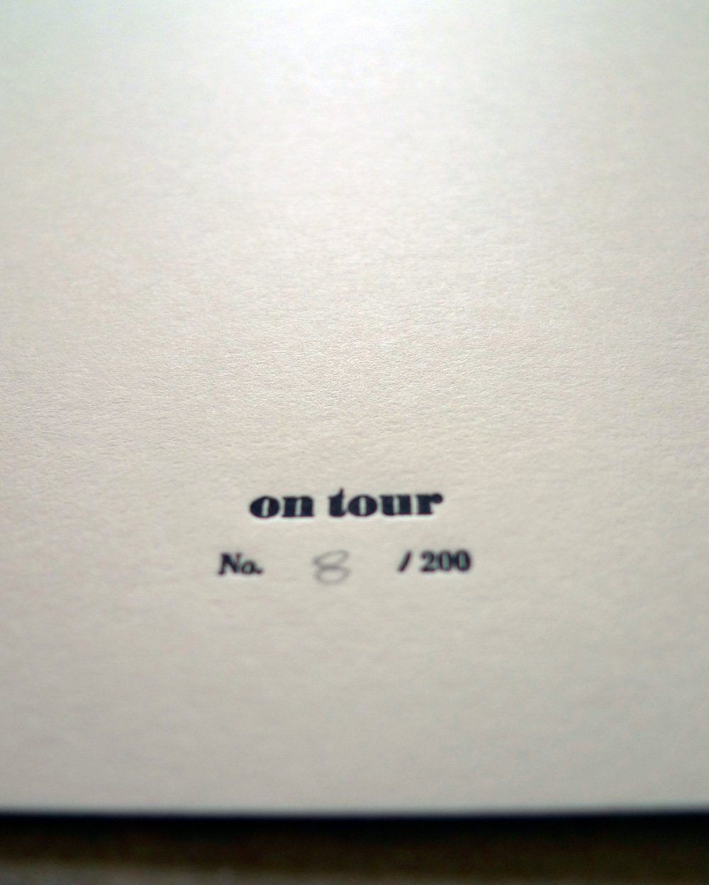On Tour, Letterpress Print, ltd. 200