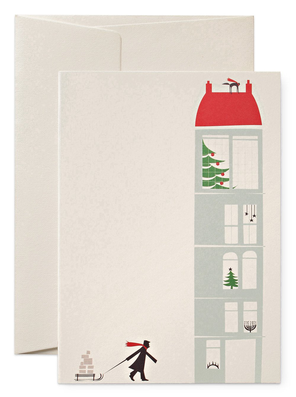 Man Pulling Sled Greeting Card