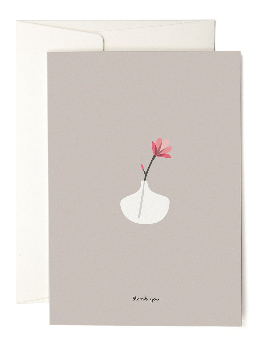Round White Vase Grusskarte