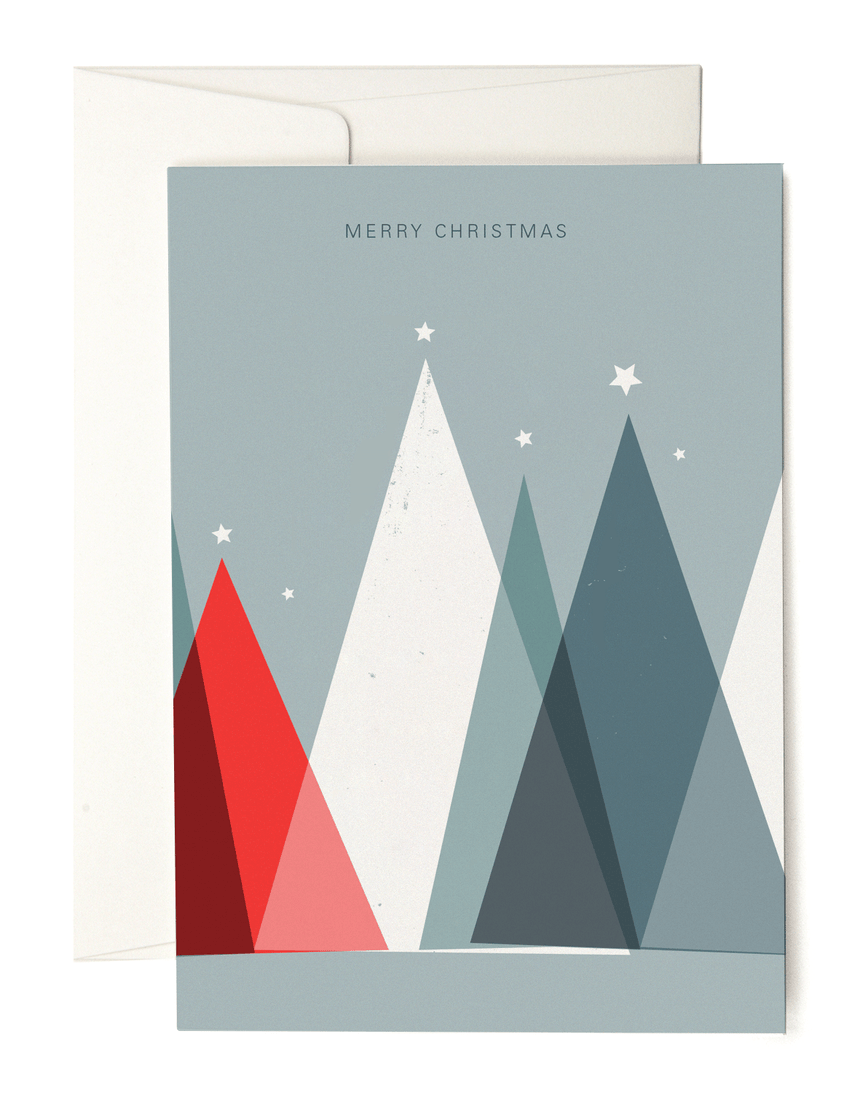 Christmas trees greeting card