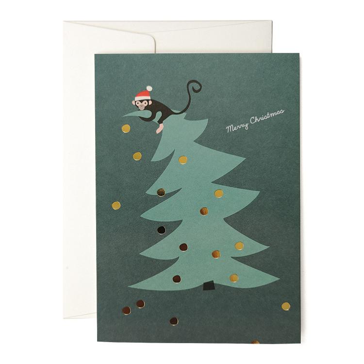 Monkey on Tree greeting card