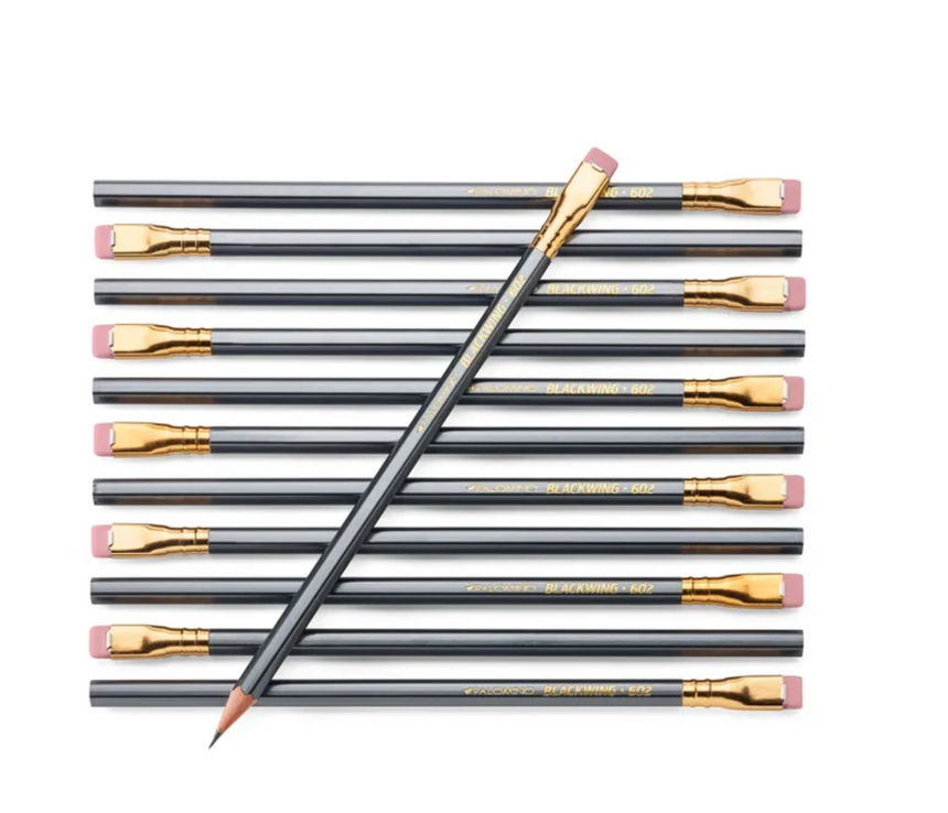 Blackwing 602, 12 Bleistifte mit Radierer, silber