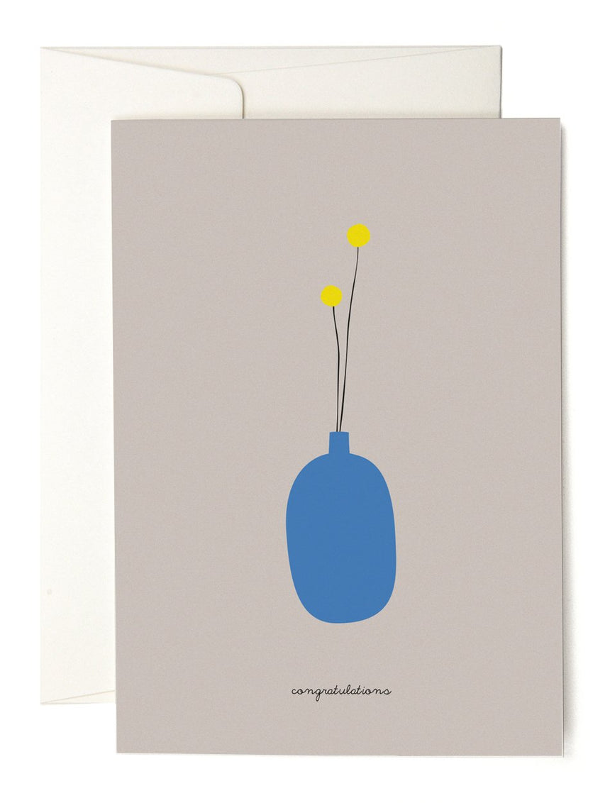 Blue vase greeting card