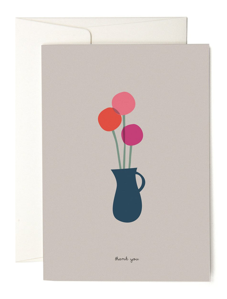 Dark blue vase greeting card