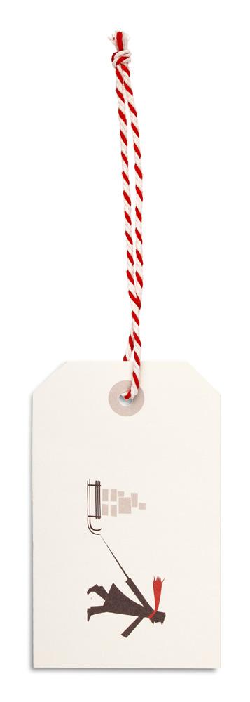 Man Pulling Sled Gift Tag